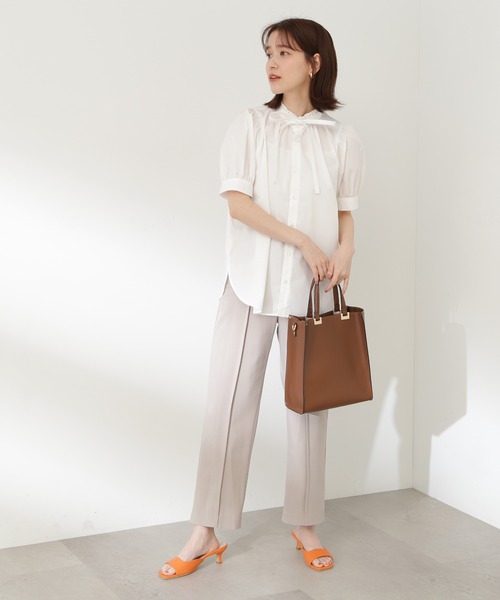 N.（N. Natural Beauty Basic）（エヌエヌナチュラルビューティーベーシック）の「◆リボンタイシャツ半袖ブラウス（シャツ/ブラウス・レディース・ブラック/ブルー/オフホワイト・MEDIUM）」の15枚目の写真