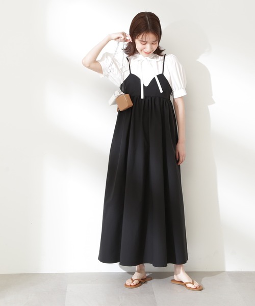 N.（N. Natural Beauty Basic）（エヌエヌナチュラルビューティーベーシック）の「◆リボンタイシャツ半袖ブラウス（シャツ/ブラウス・レディース・ブラック/ブルー/オフホワイト・MEDIUM）」の13枚目の写真