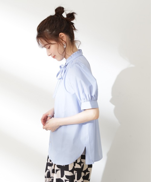 N.（N. Natural Beauty Basic）（エヌエヌナチュラルビューティーベーシック）の「◆リボンタイシャツ半袖ブラウス（シャツ/ブラウス・レディース・ブラック/ブルー/オフホワイト・MEDIUM）」の5枚目の写真