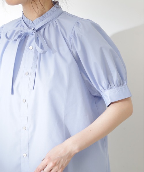 N.（N. Natural Beauty Basic）（エヌエヌナチュラルビューティーベーシック）の「◆リボンタイシャツ半袖ブラウス（シャツ/ブラウス・レディース・ブラック/ブルー/オフホワイト・MEDIUM）」の7枚目の写真