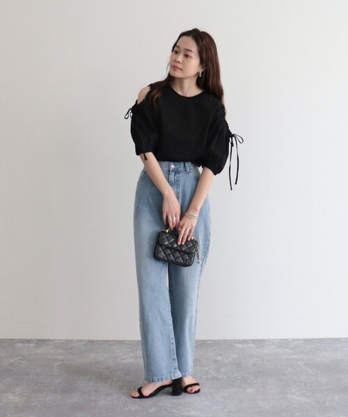 fredy emue(フレディエミュ)の「【fredy emue】袖ボリュームドッキングプルオーバー(Tシャツ/カットソー・レディース・オフホワイト/グレー/ブラック・38)」の4枚目の写真