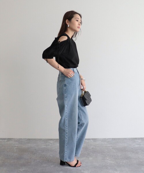 fredy emue(フレディエミュ)の「【fredy emue】袖ボリュームドッキングプルオーバー(Tシャツ/カットソー・レディース・オフホワイト/グレー/ブラック・38)」の5枚目の写真