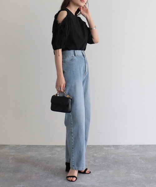 fredy emue(フレディエミュ)の「【fredy emue】袖ボリュームドッキングプルオーバー(Tシャツ/カットソー・レディース・オフホワイト/グレー/ブラック・38)」の7枚目の写真