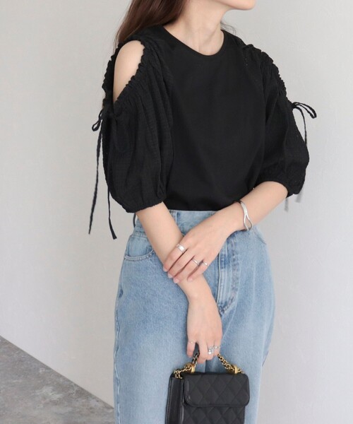 fredy emue(フレディエミュ)の「【fredy emue】袖ボリュームドッキングプルオーバー(Tシャツ/カットソー・レディース・オフホワイト/グレー/ブラック・38)」の10枚目の写真