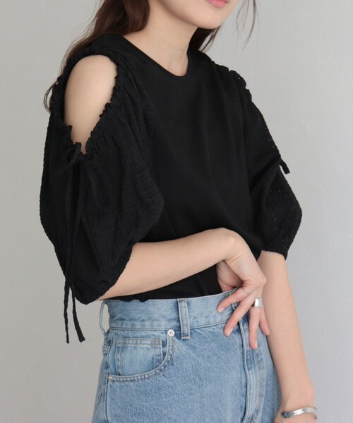 fredy emue(フレディエミュ)の「【fredy emue】袖ボリュームドッキングプルオーバー(Tシャツ/カットソー・レディース・オフホワイト/グレー/ブラック・38)」の12枚目の写真