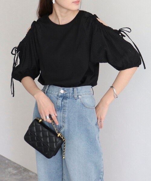 fredy emue(フレディエミュ)の「【fredy emue】袖ボリュームドッキングプルオーバー(Tシャツ/カットソー・レディース・オフホワイト/グレー/ブラック・38)」の14枚目の写真