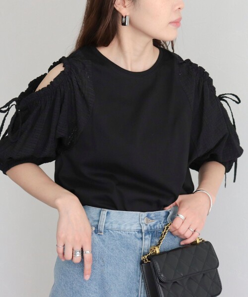 fredy emue(フレディエミュ)の「【fredy emue】袖ボリュームドッキングプルオーバー(Tシャツ/カットソー・レディース・オフホワイト/グレー/ブラック・38)」の15枚目の写真