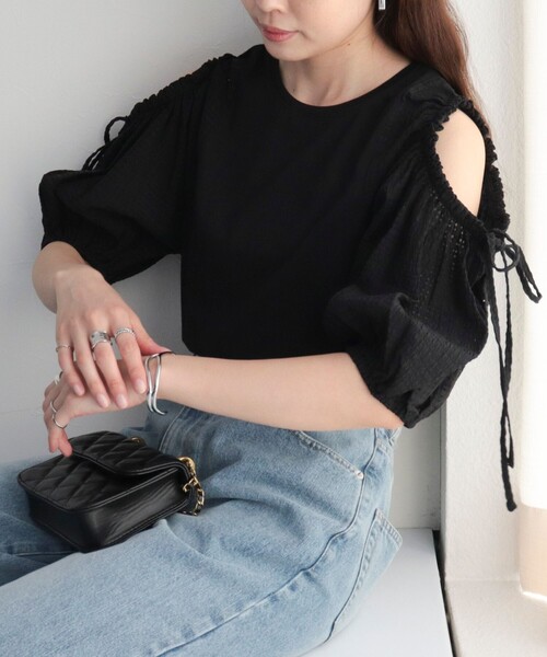 fredy emue(フレディエミュ)の「【fredy emue】袖ボリュームドッキングプルオーバー(Tシャツ/カットソー・レディース・オフホワイト/グレー/ブラック・38)」の17枚目の写真