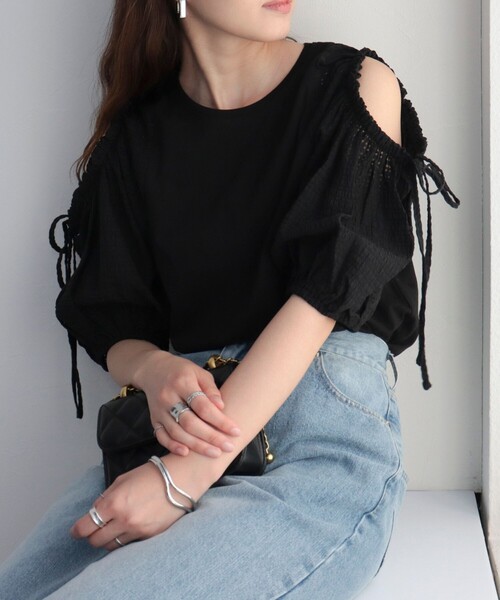 fredy emue(フレディエミュ)の「【fredy emue】袖ボリュームドッキングプルオーバー(Tシャツ/カットソー・レディース・オフホワイト/グレー/ブラック・38)」の19枚目の写真