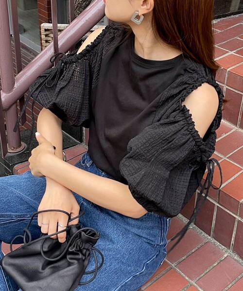 fredy emue(フレディエミュ)の「【fredy emue】袖ボリュームドッキングプルオーバー(Tシャツ/カットソー・レディース・オフホワイト/グレー/ブラック・38)」の22枚目の写真