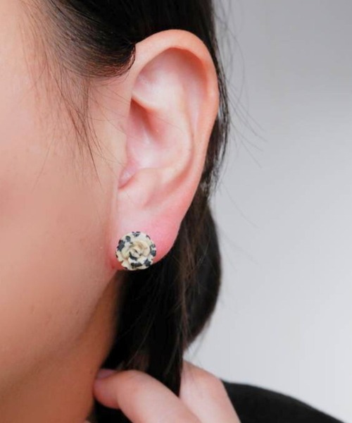 SARINOHANA/バラ（薔薇）一粒天然石フラワーピアス/14KGF/SILVER925