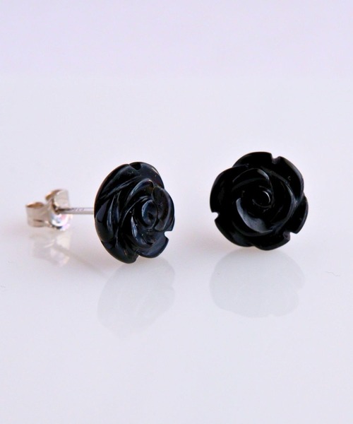 CERCA（チェルカ）の「SARINOHANA/バラ（薔薇）一粒天然石フラワーピアス/14KGF/SILVER925（ピアス（両耳用）・レディース・ブラック/ホワイト/ピンク/アニマル/A/B/C/D/レンガ/F/スモークピンク/E・FREE）」の7枚目の写真