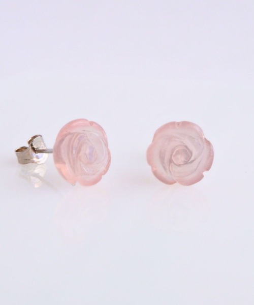 CERCA（チェルカ）の「SARINOHANA/バラ（薔薇）一粒天然石フラワーピアス/14KGF/SILVER925（ピアス（両耳用）・レディース・ブラック/ホワイト/ピンク/アニマル/A/B/C/D/レンガ/F/スモークピンク/E・FREE）」の9枚目の写真