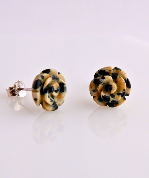 CERCA（チェルカ）の「SARINOHANA/バラ（薔薇）一粒天然石フラワーピアス/14KGF/SILVER925（ピアス（両耳用）・レディース・ブラック/ホワイト/ピンク/アニマル/A/B/C/D/レンガ/F/スモークピンク/E・FREE）」の10枚目の写真
