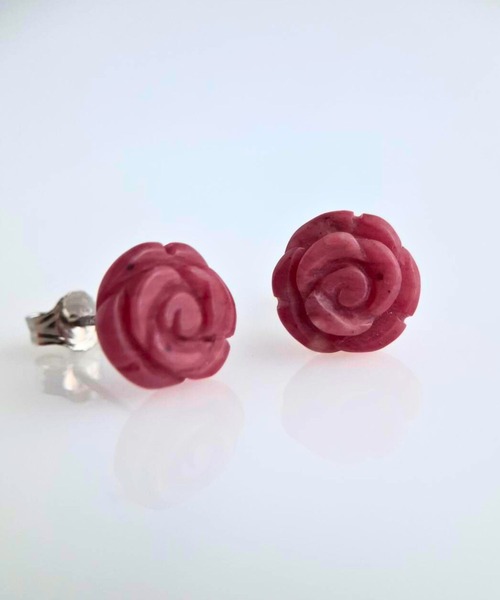 CERCA（チェルカ）の「SARINOHANA/バラ（薔薇）一粒天然石フラワーピアス/14KGF/SILVER925（ピアス（両耳用）・レディース・ブラック/ホワイト/ピンク/アニマル/A/B/C/D/レンガ/F/スモークピンク/E・FREE）」の11枚目の写真