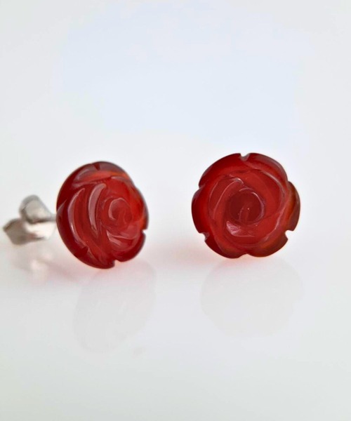 CERCA（チェルカ）の「SARINOHANA/バラ（薔薇）一粒天然石フラワーピアス/14KGF/SILVER925（ピアス（両耳用）・レディース・ブラック/ホワイト/ピンク/アニマル/A/B/C/D/レンガ/F/スモークピンク/E・FREE）」の12枚目の写真