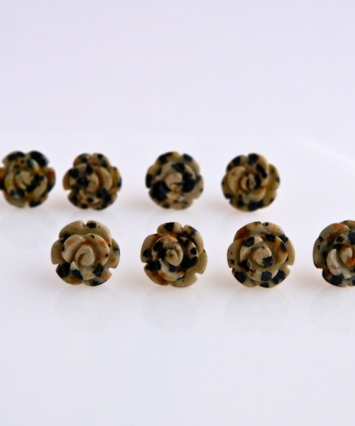 CERCA（チェルカ）の「SARINOHANA/バラ（薔薇）一粒天然石フラワーピアス/14KGF/SILVER925（ピアス（両耳用）・レディース・ブラック/ホワイト/ピンク/アニマル/A/B/C/D/レンガ/F/スモークピンク/E・FREE）」の21枚目の写真