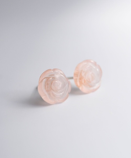 CERCA（チェルカ）の「SARINOHANA/バラ（薔薇）一粒天然石フラワーピアス/14KGF/SILVER925（ピアス（両耳用）・レディース・ブラック/ホワイト/ピンク/アニマル/A/B/C/D/レンガ/F/スモークピンク/E・FREE）」の14枚目の写真