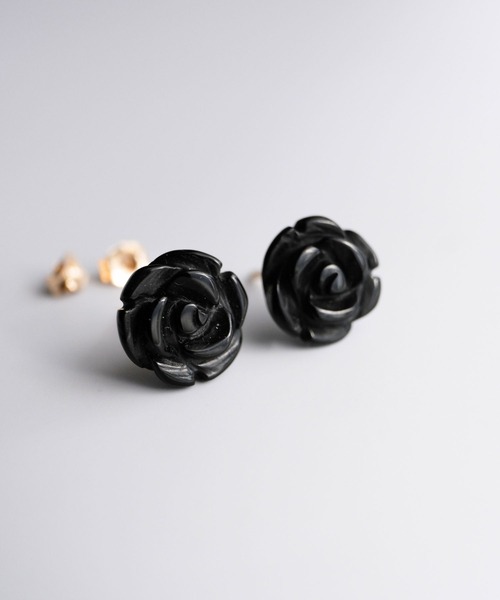 CERCA（チェルカ）の「SARINOHANA/バラ（薔薇）一粒天然石フラワーピアス/14KGF/SILVER925（ピアス（両耳用）・レディース・ブラック/ホワイト/ピンク/アニマル/A/B/C/D/レンガ/F/スモークピンク/E・FREE）」の16枚目の写真