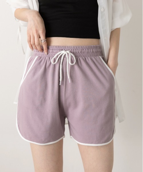 セール】配色パイピング ショートパンツ（スウェットパンツ