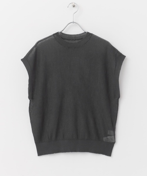 audrey and john wad（オードリーアンドジョンワッド）の「Audrey and John Wad　ノースリーブリブニット（ニット/セーター・レディース・チャコールグレー/レッド・FREE）」の2枚目の写真