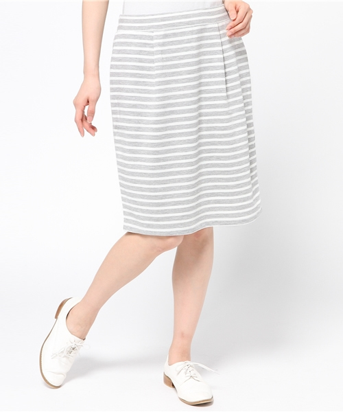 earth music&ecology(アースミュージックアンドエコロジー)の「ボーダーリップルタイトスカート(スカート・レディース・ネイビー/LT.Gray・SMALL/MEDIUM)」の2枚目の写真