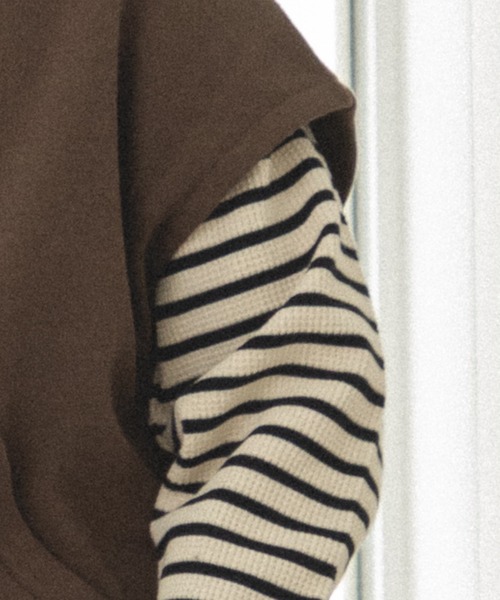 pairmanon（ペアマノン）の「ポケット付き オーバーサイズ パーカーベスト（ベスト・キッズ・カーキ/ブラック/ブラウン・100/120/150/90/130/110/140）」の6枚目の写真