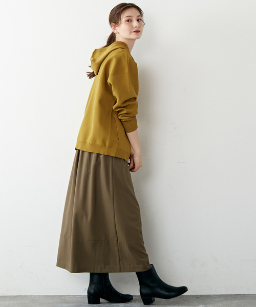 MELROSE claire（メルローズ クレール）の「【軽く羽織れるジップアップニットパーカー】（パーカー・レディース・ブラック/マスタード/カーキ・FREE）」の5枚目の写真