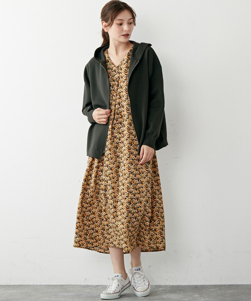 MELROSE claire（メルローズ クレール）の「【軽く羽織れるジップアップニットパーカー】（パーカー・レディース・ブラック/マスタード/カーキ・FREE）」の12枚目の写真