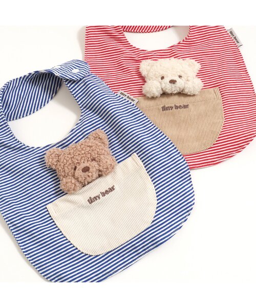 apres les cours(アプレレクール)の「tiny bear モチーフ付きスタイ(スタイ/よだれかけ・キッズ・レッド/ブルー・90)」の18枚目の写真