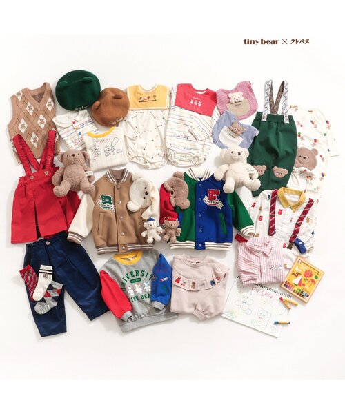 apres les cours(アプレレクール)の「tiny bear モチーフ付きスタイ(スタイ/よだれかけ・キッズ・レッド/ブルー・90)」の11枚目の写真