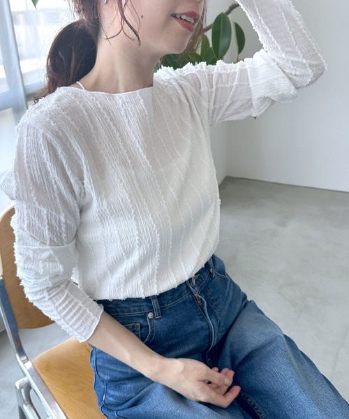 LEPSIM（レプシィム）の「シャギーメロウプルオーバー　963512（Tシャツ/カットソー・レディース・ブラック/アイボリー/オフホワイト・FREE）」の2枚目の写真