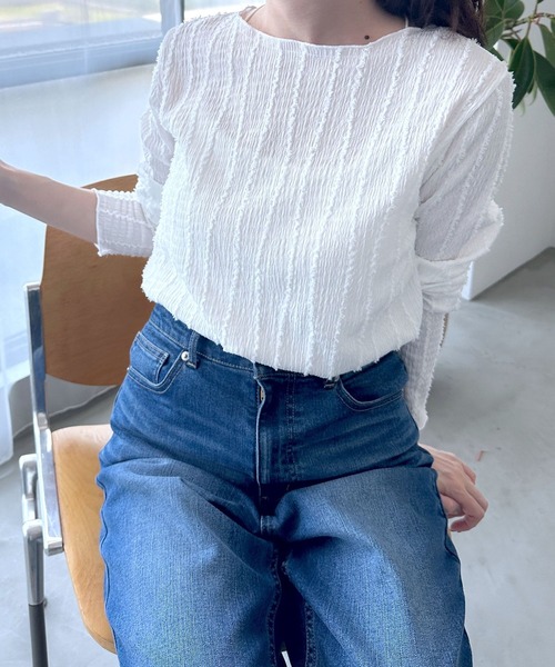 LEPSIM（レプシィム）の「シャギーメロウプルオーバー　963512（Tシャツ/カットソー・レディース・ブラック/アイボリー/オフホワイト・FREE）」の4枚目の写真