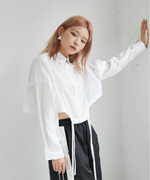 VeLV(ヴェルヴ)の「CROPPED SHIRT クロップドシャツ(シャツ/ブラウス・レディース・チェック/ホワイト・FREE)」の4枚目の写真