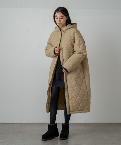 earthy(アーシー)の「【撥水・抗菌・保温】ナイロンリバーシブルキルティングコート(その他アウター・レディース・ベージュ/アイボリー/ブラック・FREE)」の19枚目の写真