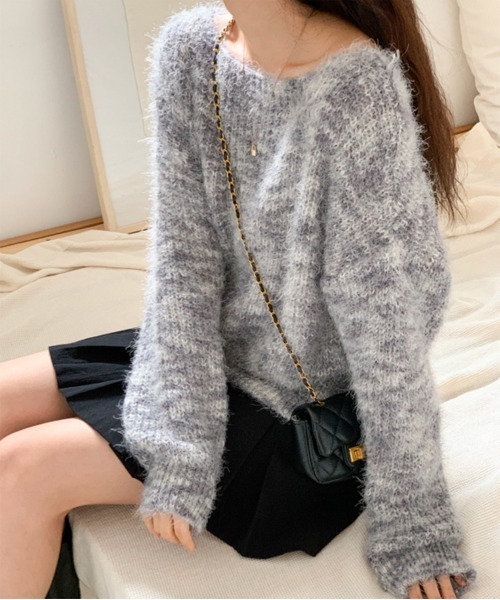 by muni:r（バイ ムニール）の「グラデーションボートネックニット（ニット/セーター・レディース・ライトグレー/ブラック・FREE）」の13枚目の写真