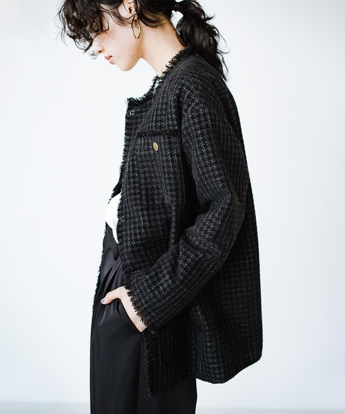 haco!（ハコ）の「きっちりと普段づかいの両立可能！　しっかり使えてちゃんと華やぐツイードジャケット〈日々グッジョ部’s idea〉（その他アウター・レディース・ブラック・MEDIUM/SMALL/X-LARGE/LARGE）」の16枚目の写真