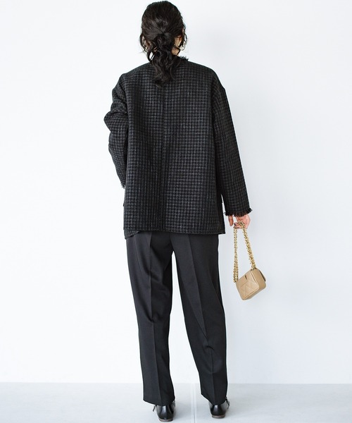 haco!（ハコ）の「きっちりと普段づかいの両立可能！　しっかり使えてちゃんと華やぐツイードジャケット〈日々グッジョ部’s idea〉（その他アウター・レディース・ブラック・MEDIUM/SMALL/X-LARGE/LARGE）」の12枚目の写真