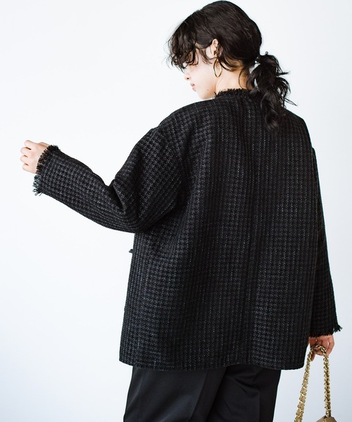 haco!（ハコ）の「きっちりと普段づかいの両立可能！　しっかり使えてちゃんと華やぐツイードジャケット〈日々グッジョ部’s idea〉（その他アウター・レディース・ブラック・MEDIUM/SMALL/X-LARGE/LARGE）」の8枚目の写真