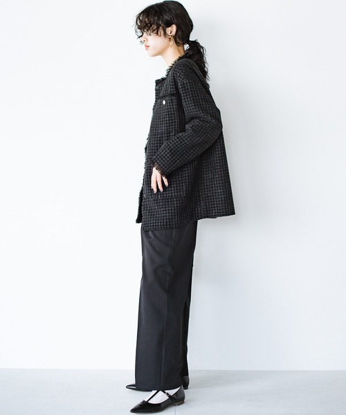 haco!（ハコ）の「きっちりと普段づかいの両立可能！　しっかり使えてちゃんと華やぐツイードジャケット〈日々グッジョ部’s idea〉（その他アウター・レディース・ブラック・MEDIUM/SMALL/X-LARGE/LARGE）」の11枚目の写真