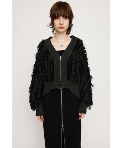 SLY（スライ）の「JQ FRINGE ZIP UP SHORT C/D ジャガード