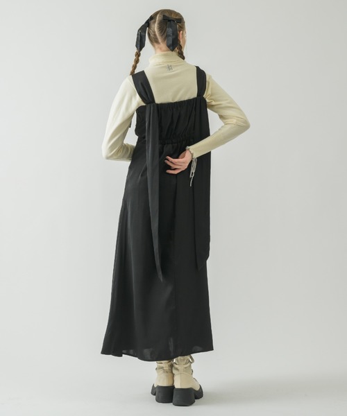 人気絶頂 satin onepiece/サテンリボンキャミワンピース【Sサイズ ribbon ワンピース