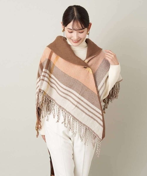 期間限定/SALE【新品 未使用 美品】リバーシブルストールポンチョ a.v.v ストール マフラー リバーシブルポンチョ レディース