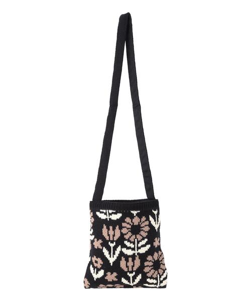Samansa Mos2（サマンサ モスモス）の「花柄ニットショルダーバッグ（ハンドバッグ・レディース・キャメル/ブラック・F）」の2枚目の写真