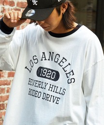 ヴィンテージライクロゴデザイン ビッグシルエットリンガー長袖Tシャツ