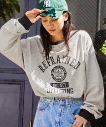 ヴィンテージライクロゴデザイン ビッグシルエットリンガー長袖Tシャツ