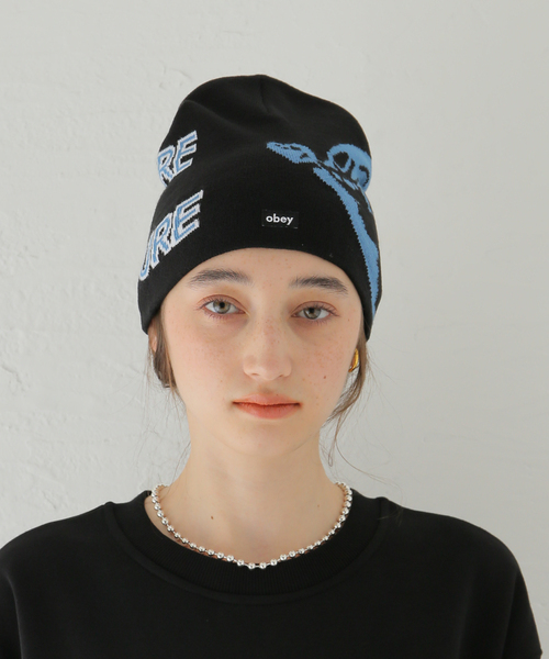 Oriens JOURNAL STANDARD(オリエンス ジャーナルスタンダード)の「【OBEY / オベイ】NATURE AND NUTURE:ニットキャップ(ニットキャップ/ビーニー・レディース・ブラック/ブルー系その他・FREE)」の4枚目の写真
