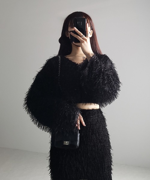 DRAWER FALL1 5Gシャギーフリンジカーディガン