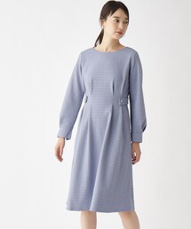 index | エンボスチェックストレッチワンピース【洗濯機洗い可】(ワンピース)