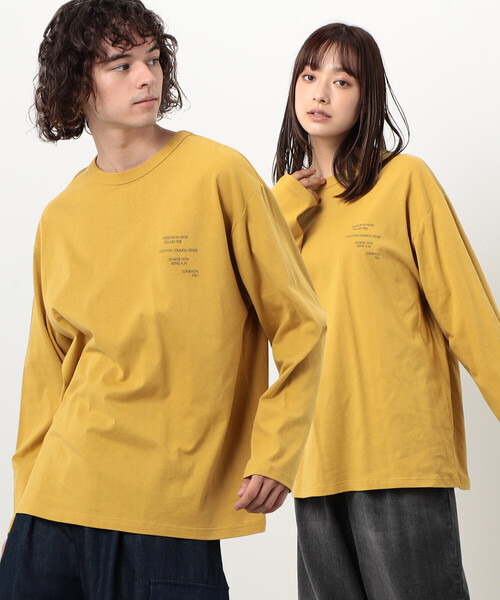 Purple&Yellow(パープルアンドイエロー)の「メッセージプリントロング長袖Tシャツ(Tシャツ/カットソー・メンズ・ホワイト/マスタード/ブラック・SMALL/MEDIUM/LARGE)」の3枚目の写真